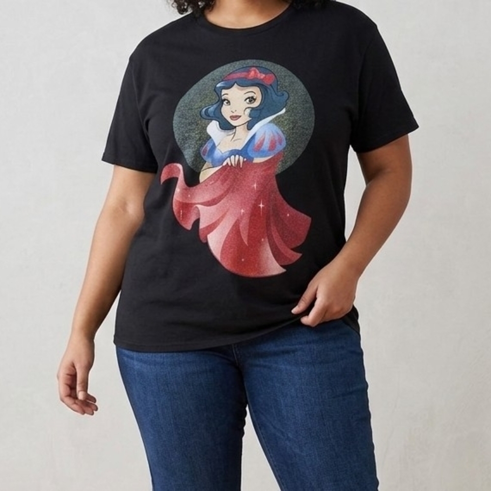 Black Graphic Tee with Cartoon Print